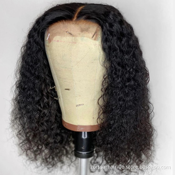 Raw Indian Virgin Human Hair Lace Frontal Wig for Black Women HD Full Lace Front Wig Deep Wave Curly Bob Closure Wig